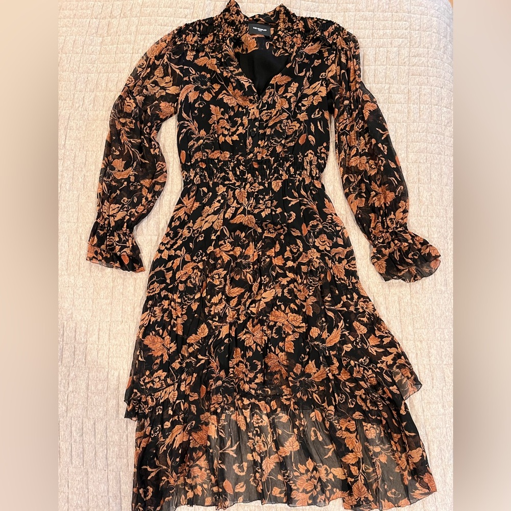 The Kooples Ruffle Floral Shark Hem l/s Dress size medium (2)